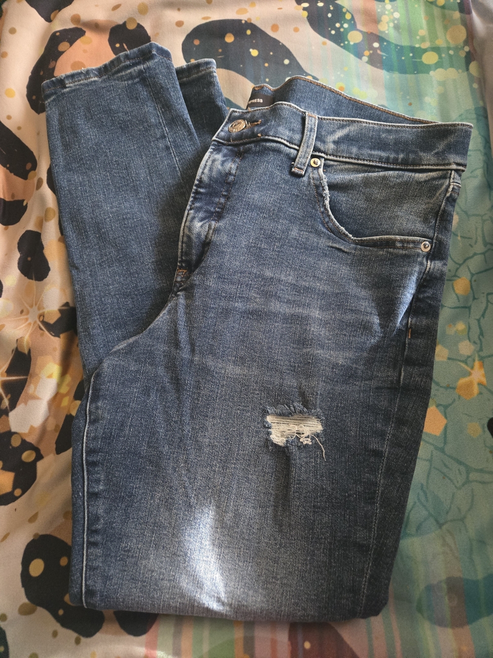 Women's Blue Distressed Jeans